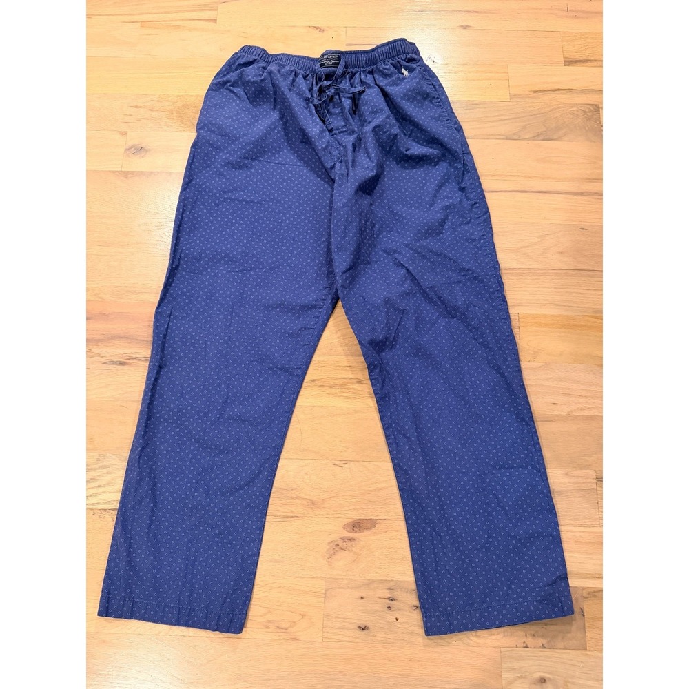 Polo Ralph Lauren Mens Blue Pattern Cotton Drawstring Lounge Pajama Pants L